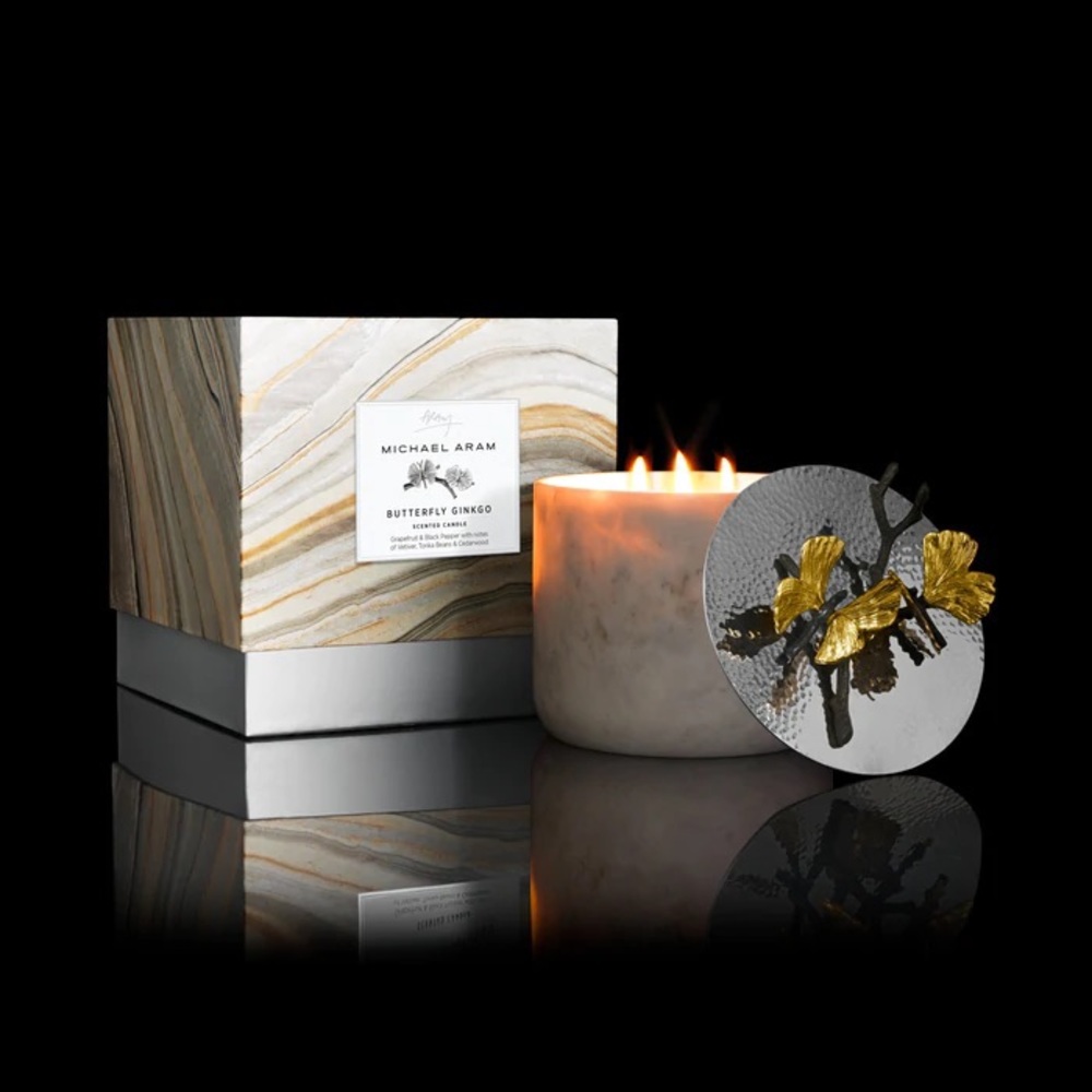 Michael Aram Butterfly Ginkgo Marble Candle small